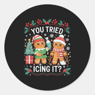 Adesivo Redondo Você Tentou Cobri-lo_ Design de Natal de Biscoito