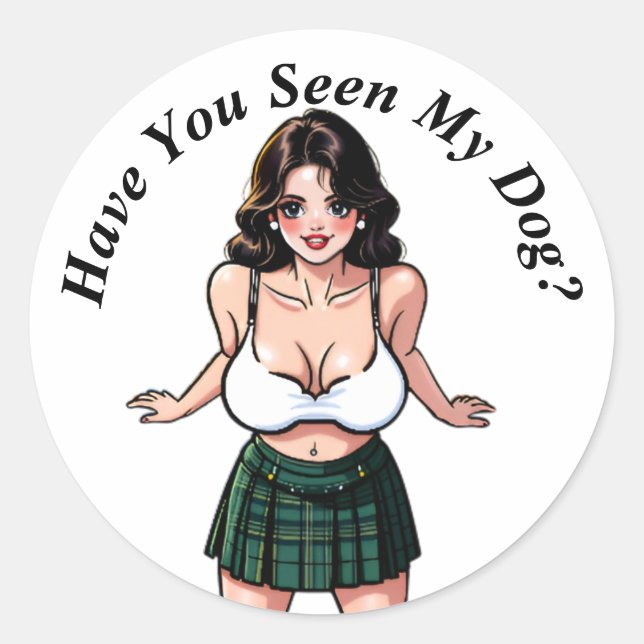 Adesivo Redondo Você viu o meu cachorro? Cute Manga (Frente)