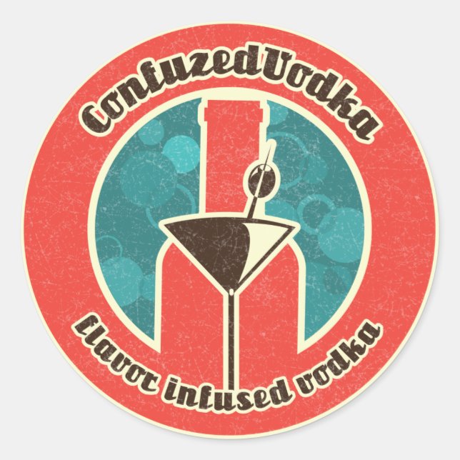 Adesivo Redondo Vodka Stickers Confuzidos (Frente)