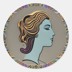 Adesivo Redondo Vogue Lady Sticker v2