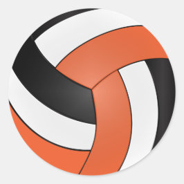 Adesivo Redondo Volei Laranja, Branco e Preto