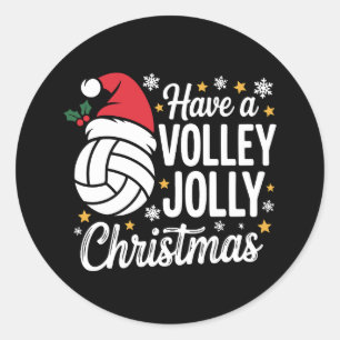 Adesivo Redondo Volei Vôlei Alegre Natal Chapéu do Papai Noel Espo
