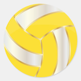 Adesivo Redondo Voleibol Amarelo, Ouro e Branco