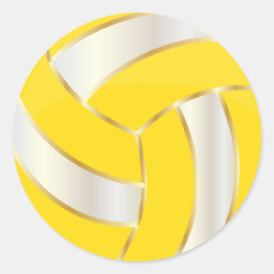 Adesivo Redondo Voleibol Amarelo, Ouro e Branco