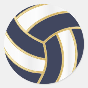 Adesivo Redondo Voleibol Cor de fundo Dourada, branca e fina