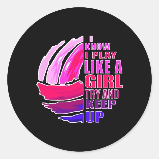 Adesivo Redondo Voleibol Joga Como Um Excelente Roxo K Para Ns (Frente)