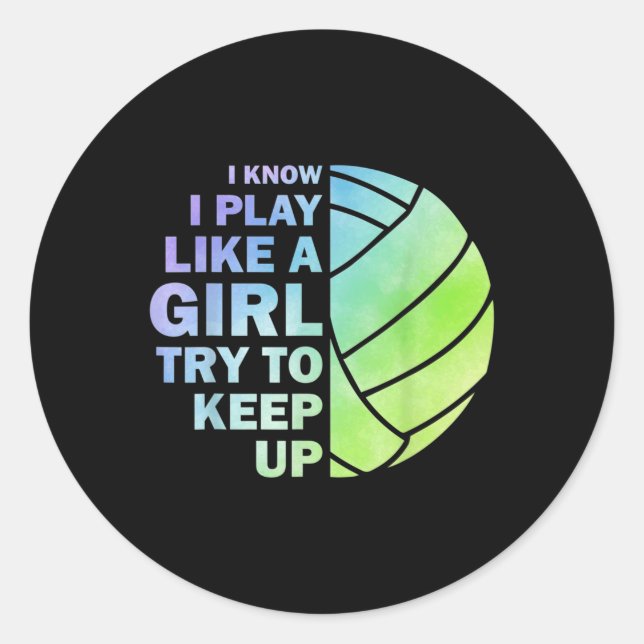 Adesivo Redondo Voleibol legal Para Mulheres Jovens Voleibol T (Frente)