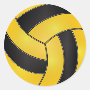 Adesivo Redondo Voleibol Ouro Amarelo e Preto
