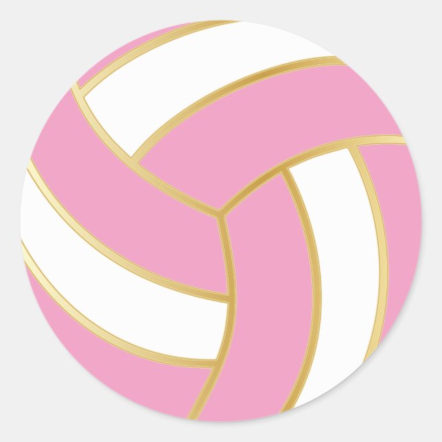Adesivo Redondo Voleibol rosa, Dourado e branco (Frente)