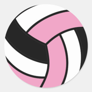 Adesivo Redondo Voleibol Rosa e Branco