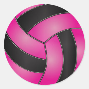 Adesivo Redondo Voleibol Rosa e Negro