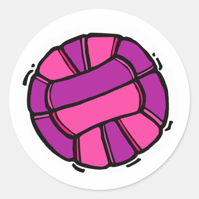Adesivo Redondo Voleibol Rosa e Roxo (Frente)