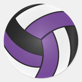 Adesivo Redondo Voleibol Roxo, Branco e Preto