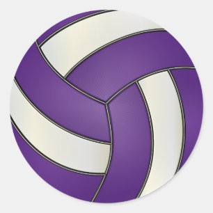Adesivo Redondo Voleibol roxo e branco