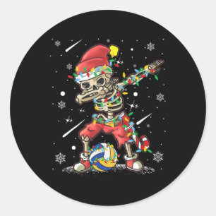 Adesivo Redondo Voleibol Skeleton Natal Santa Hand Voleibol