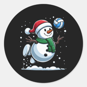 Adesivo Redondo Voleibol Snowman Santa Hat Natal Boys G