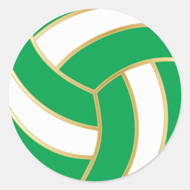 Adesivo Redondo Voleibol Verde, Dourado e branco (Frente)
