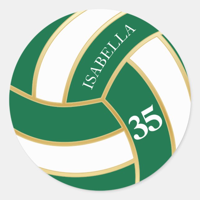 Adesivo Redondo Voleibol Verde, Dourado e branco - Personalizar (Frente)