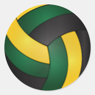 Adesivo Redondo Voleibol Verde escuro, amarelo Dourado e preto