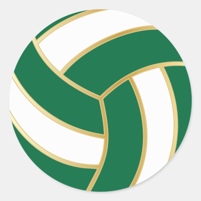 Adesivo Redondo Voleibol Verde escuro, Dourado e branco (Frente)