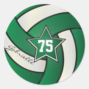 Adesivo Redondo Voleibol Verde escuro e branco  Texto "MAL"