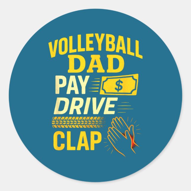 Adesivo Redondo Volleyball Dad - Funny Proud Father Player  (Frente)