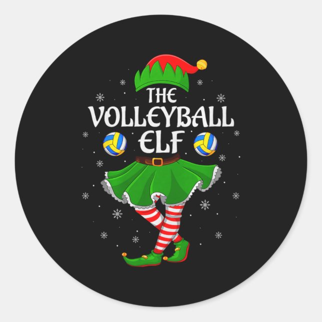 Adesivo Redondo Volleyball Elf Christmas Family Girls Women Elf Sq (Frente)