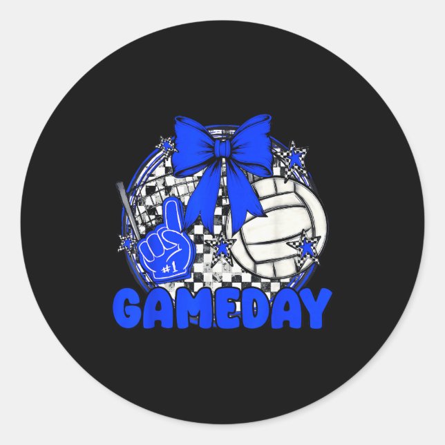 Adesivo Redondo Volleyball Game Day Retro Girls Volleyball Mom Roy (Frente)