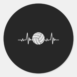 Adesivo Redondo Volleyball Lover Heartbeat Vintage Retro Volleybal