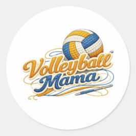 Adesivo Redondo Volleyball Mama Sticker (Retro Script)