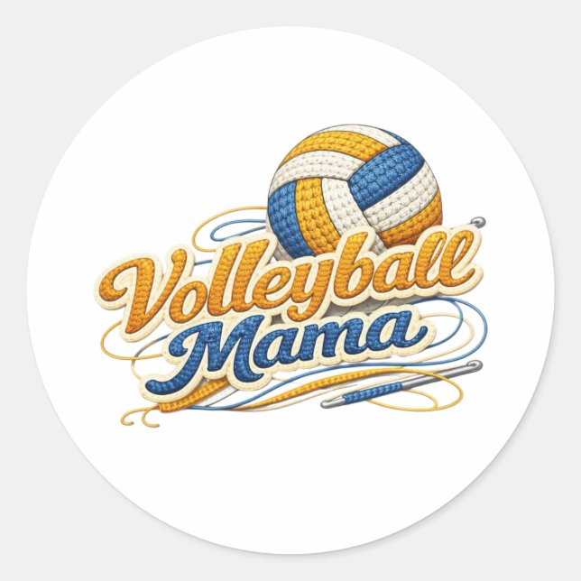 Adesivo Redondo Volleyball Mama Sticker (Retro Script) (Frente)