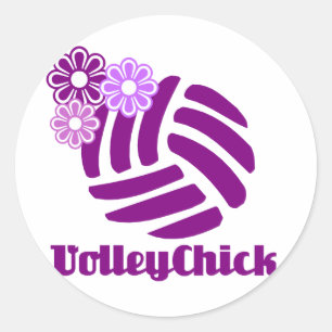 Adesivo Redondo VolleyChickPurpleFlowers