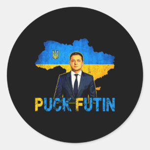 Adesivo Redondo Volodymyr Zelensky Puck Futin Memória Eu Fico Com 