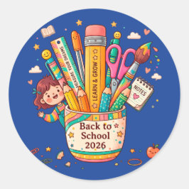 Adesivo Redondo Voltar à Escola Personalizado 2026