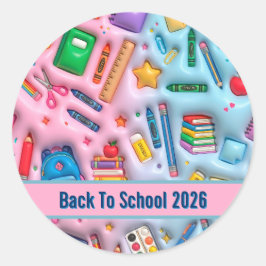 Adesivo Redondo Voltar à Escola Personalizado 2026