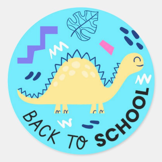 Adesivo Redondo Voltar ao Coletivo Clássico do Dinossauro da Escol (Frente)