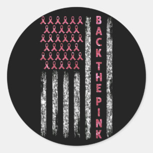 Adesivo Redondo Voltar ao Sinalizador de Fita Cor-de-Rosa Cancer d