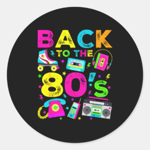 Adesivo Redondo Voltar para os anos 80 Estilo Vintage Oitenta Retr