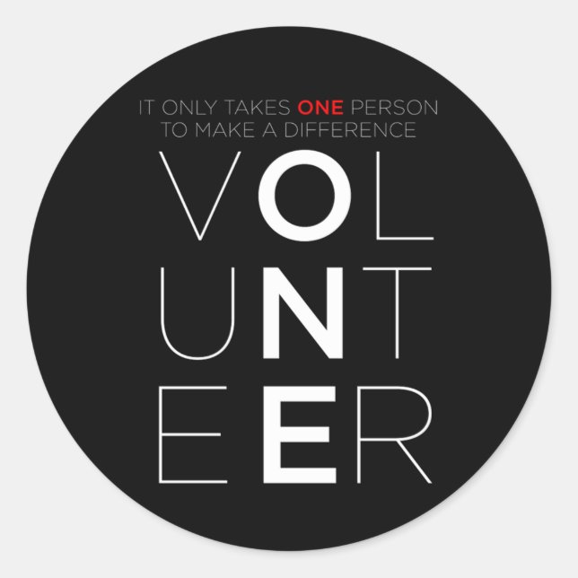 Adesivo Redondo Voluntário faz diferença em voluntário (Frente)