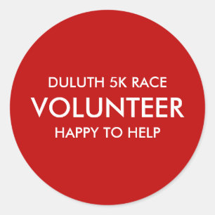 Adesivo Redondo Voluntário Vermelho Personalizado