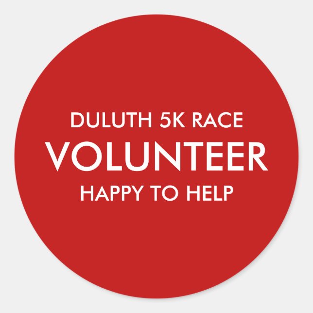 Adesivo Redondo Voluntário Vermelho Personalizado (Frente)