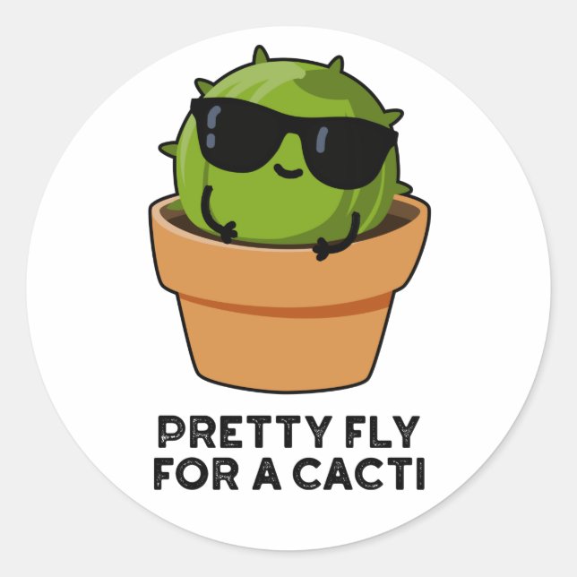 Adesivo Redondo Voo bonito Para Cactos Engraçados (Frente)
