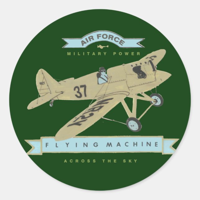 Adesivo Redondo Voo de avião (Frente)