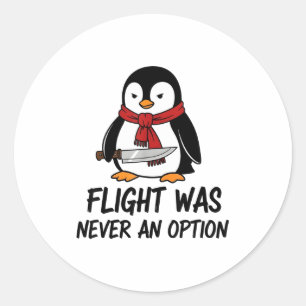 Adesivo Redondo Voo Nunca Foi Uma Opção Pinguim Sarcástico Engraça