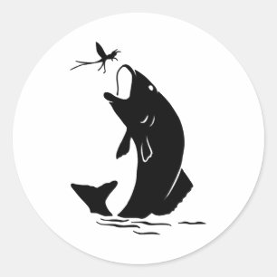 Adesivo Redondo Voo Pesca Peixes Salto Larvea Hook Pescador Presen