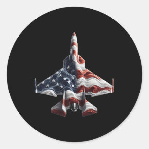 Adesivo Redondo Voo Retro Jet Avião Bandeira Americana Quarto
