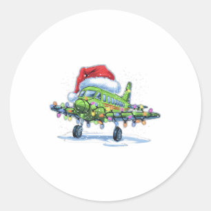 Adesivo Redondo Voos de Natal de avião Luzes de Natal Feliz Xma Na