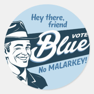 Adesivo Redondo Votação Azul Cara com funny retroativa