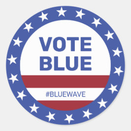 Adesivo Redondo Votação Blue Stars Stripes Blue Wave Eleição