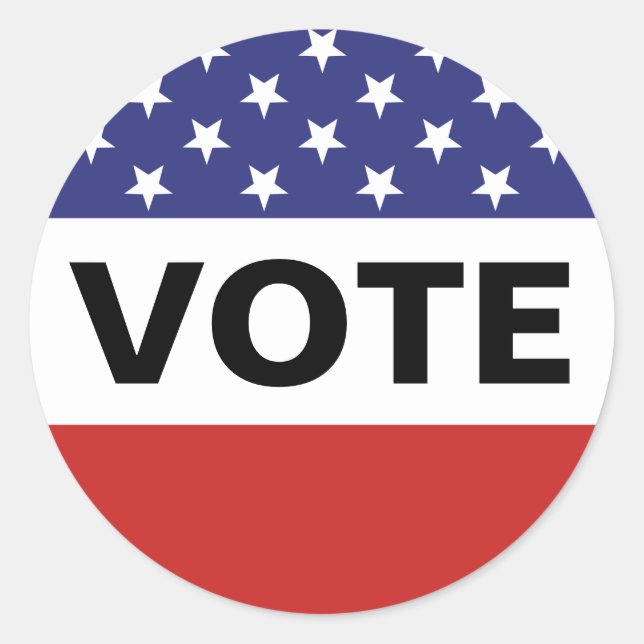 Adesivo Redondo Votação da bandeira americana (Frente)